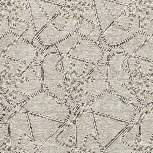 HomeRoots 5' X 8' Beige Ivory Gray Geometric Area Rug - Stylish, Washable, UV Protected for Modern Homes 675320