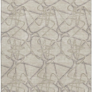 HomeRoots 5' X 8' Beige Ivory Gray Geometric Area Rug - Stylish, Washable, UV Protected for Modern Homes 675320