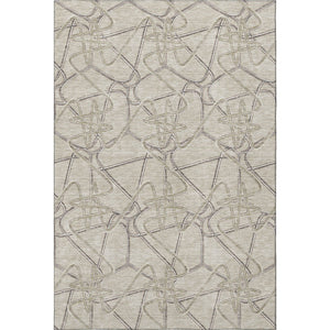 HomeRoots 9' X 12' Geometric Washable Area Rug in Beige, Ivory, and Gray - UV Protected, Kid-Friendly Style! 675323