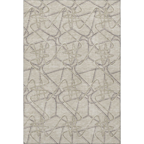 HomeRoots 9' X 12' Geometric Washable Area Rug in Beige, Ivory, and Gray - UV Protected, Kid-Friendly Style! 675323