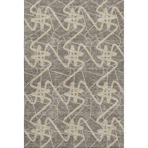 HomeRoots 9' X 12' Taupe Gray And Gold Geometric Area Rug - Washable, UV-Protected, Durable Design for Homes 675329