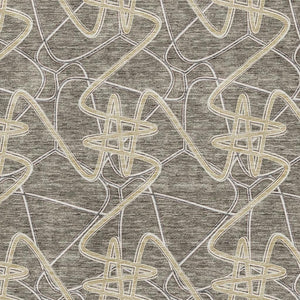 HomeRoots 9' X 12' Taupe Gray And Gold Geometric Area Rug - Washable, UV-Protected, Durable Design for Homes 675329