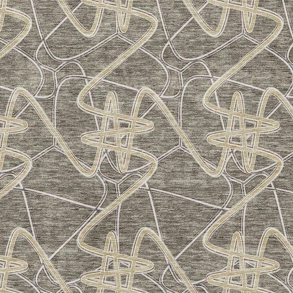 HomeRoots 9' X 12' Taupe Gray And Gold Geometric Area Rug - Washable, UV-Protected, Durable Design for Homes 675329