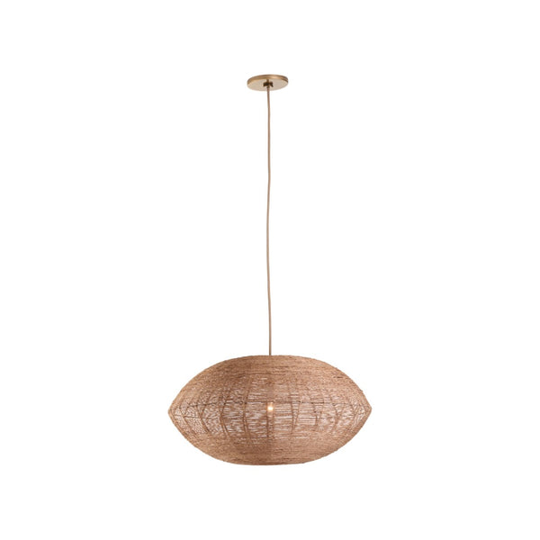 Wildwood Teague Handwoven Raffia Pendant Light — Low-Profile Coastal Fixture For Warm, Diffused Ambient Glow 12h x 23w x 23d 67533