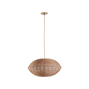 Wildwood Teague Handwoven Raffia Pendant Light — Low-Profile Coastal Fixture For Warm, Diffused Ambient Glow 12h x 23w x 23d 67533