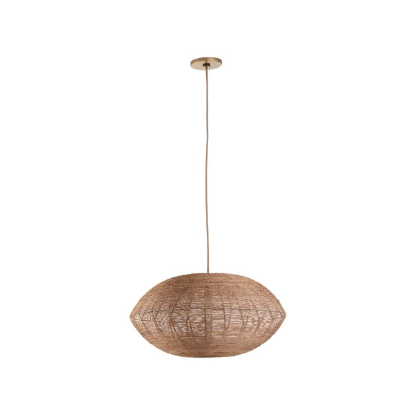 Wildwood Teague Handwoven Raffia Pendant Light — Low-Profile Coastal Fixture For Warm, Diffused Ambient Glow 12h x 23w x 23d 67533