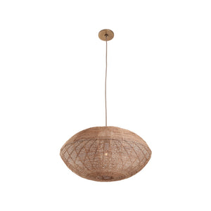 Wildwood Teague Handwoven Raffia Pendant Light — Low-Profile Coastal Fixture For Warm, Diffused Ambient Glow 12h x 23w x 23d 67533