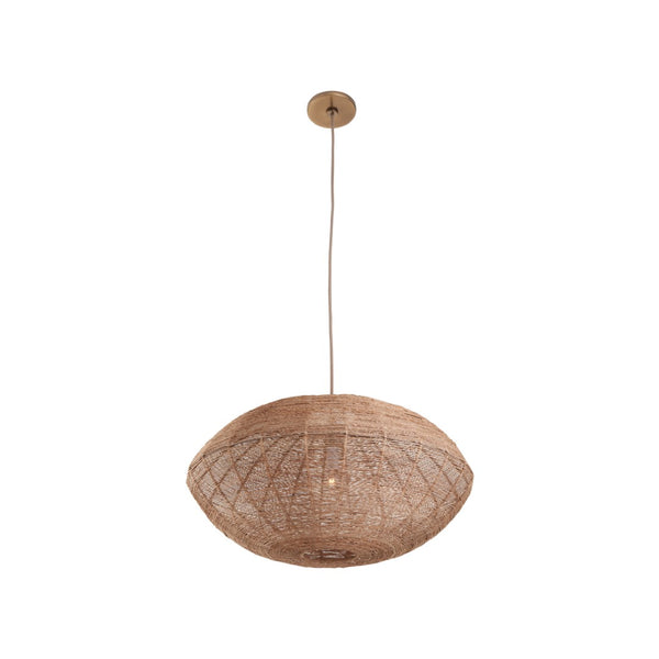 Wildwood Teague Handwoven Raffia Pendant Light — Low-Profile Coastal Fixture For Warm, Diffused Ambient Glow 12h x 23w x 23d 67533