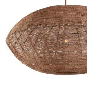 Wildwood Teague Handwoven Raffia Pendant Light — Low-Profile Coastal Fixture For Warm, Diffused Ambient Glow 12h x 23w x 23d 67533