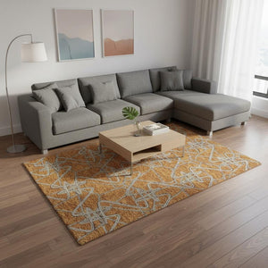 HomeRoots 8' X 10' Terra Cotta Ivory Gray Geometric Area Rug - Stylish, Washable & UV Protected for Homes 675334