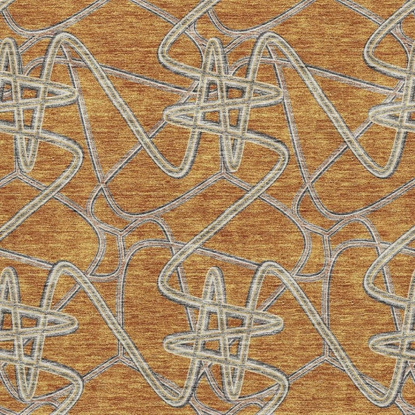 HomeRoots 9' X 12' Stylish Terra Cotta Ivory Gray Geometric Washable Area Rug with UV Protection & Durability 675335