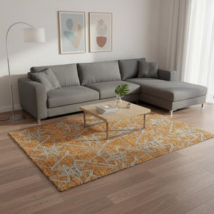 HomeRoots 10' Geometric Terra Cotta Ivory & Gray Washable Area Rug - Durable, UV-Protected & Easy Care! 675336