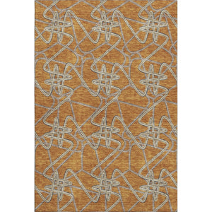 HomeRoots 10' Geometric Terra Cotta Ivory & Gray Washable Area Rug - Durable, UV-Protected & Easy Care! 675336