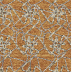 HomeRoots 10' Geometric Terra Cotta Ivory & Gray Washable Area Rug - Durable, UV-Protected & Easy Care! 675336