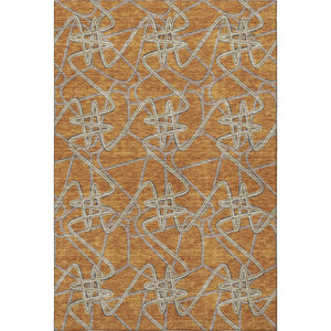 HomeRoots 10' Geometric Terra Cotta Ivory & Gray Washable Area Rug - Durable, UV-Protected & Easy Care! 675336