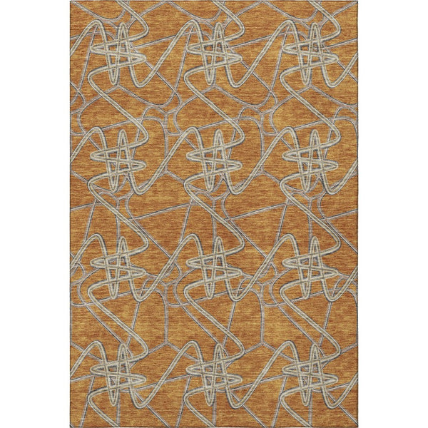 HomeRoots 10' Geometric Terra Cotta Ivory & Gray Washable Area Rug - Durable, UV-Protected & Easy Care! 675336