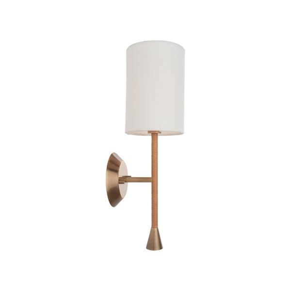 Wildwood Jaxson Rattan Sconce With Antique Brass Accents, Crisp White Shade For Soft Ambient Lighting — Ideal Hallwaysbedrooms 67534