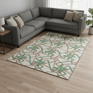 HomeRoots 8' X 10' Stylish White, Purple & Teal Geometric Washable Area Rug – Durable, UV Protected & Easy Care 675340