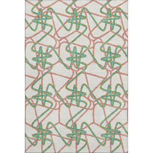HomeRoots 10' Modern Geometric Area Rug in White, Purple & Teal - Washable, UV Protected, Stain-Resistant 675342