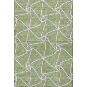 HomeRoots 5' X 8' Artichoke Green Geometric Area Rug - Stylish, Washable, UV Protected & Pet-Friendly Design! 675344