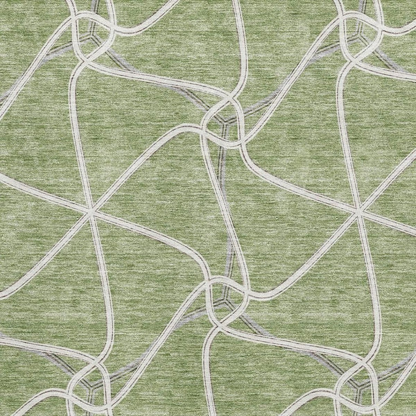 HomeRoots 8' X 10' Artichoke Green Geometric Area Rug – Washable, UV-Protected, Stylish for High-Traffic Spaces 675346