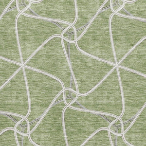 HomeRoots 9' X 12' Artichoke Green and Ivory Geometric Area Rug – Washable, Durable, UV Protected & Stylish! 675347