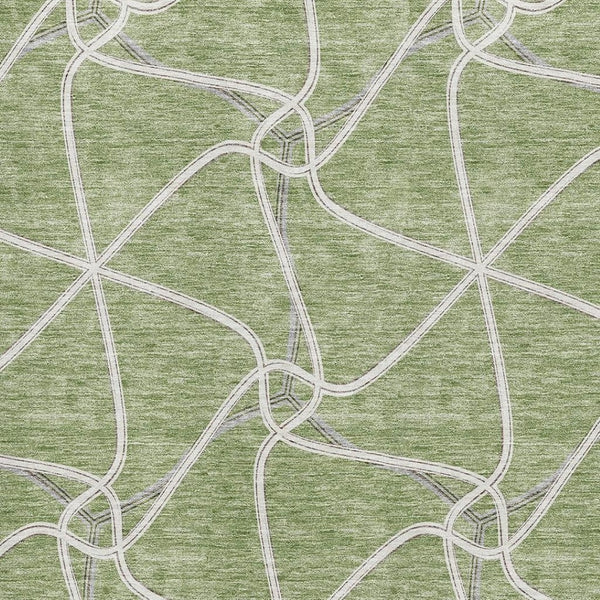 HomeRoots 9' X 12' Artichoke Green and Ivory Geometric Area Rug – Washable, Durable, UV Protected & Stylish! 675347