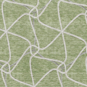 HomeRoots 10' Artichoke Green & Ivory Geometric Area Rug - Washable, Stain-Resistant, UV Protected Design 675348