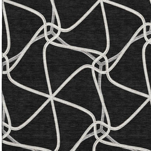 HomeRoots 10' X 14' Black And Ivory Geometric Area Rug – Washable, UV-Protected, Stain-Resistant for Busy Homes 675354