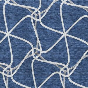 HomeRoots 9' X 12' Blue & Ivory Geometric Washable Area Rug - Stylish, Durable, UV Protected for Homes & Patios 675359