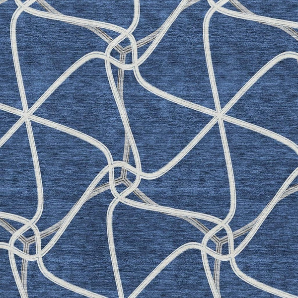 HomeRoots 9' X 12' Blue & Ivory Geometric Washable Area Rug - Stylish, Durable, UV Protected for Homes & Patios 675359