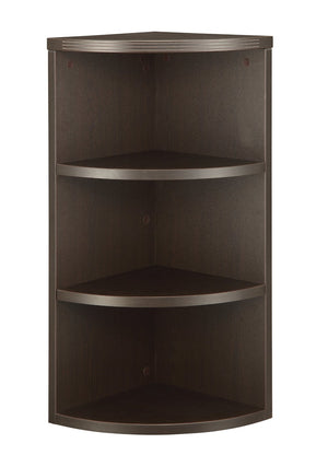 OSP Home Furnishings Napa Corner Open Hutch Elegant Curved Display Shelving for Traditional Living Spaces Espresso NAP-253-ESP
