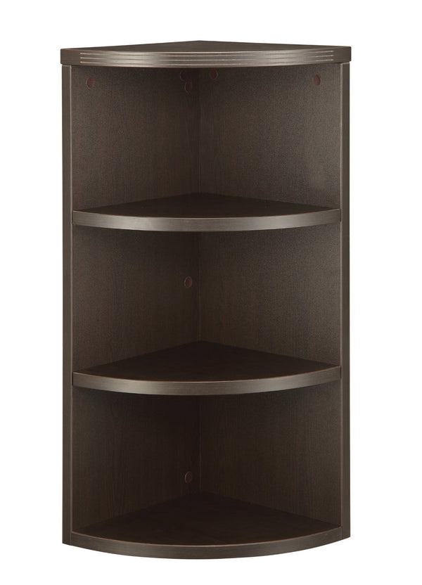 OSP Home Furnishings Napa Corner Open Hutch Elegant Curved Display Shelving for Traditional Living Spaces Espresso NAP-253-ESP