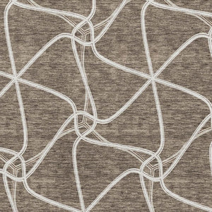HomeRoots 5' X 8' Brown and Ivory Geometric Area Rug - Machine-Washable, UV-Protected, Pet-Friendly Design 675362