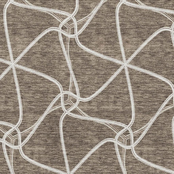HomeRoots 5' X 8' Brown and Ivory Geometric Area Rug - Machine-Washable, UV-Protected, Pet-Friendly Design 675362