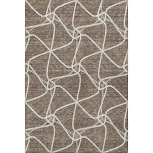 HomeRoots 8' X 10' Modern Brown and Ivory Geometric Area Rug - Washable, Stain-Resistant, UV Protected Beauty 675364