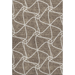 HomeRoots 9' X 12' Brown and Ivory Geometric Washable Area Rug - Durable, Stylish, UV Protected for Busy Homes 675365