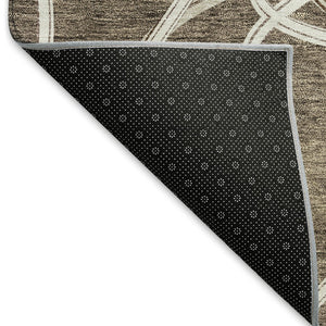 HomeRoots 9' X 12' Brown and Ivory Geometric Washable Area Rug - Durable, Stylish, UV Protected for Busy Homes 675365