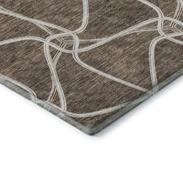 HomeRoots 10' X 14' Brown And Ivory Geometric Area Rug - Washable, Stain Resistant, UV Protected for Busy Homes 675366