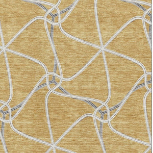 HomeRoots 5' X 8' Modern Gold Ivory Gray Geometric Washable Area Rug - Stylish, Durable, Stain-Resistant Design 675368