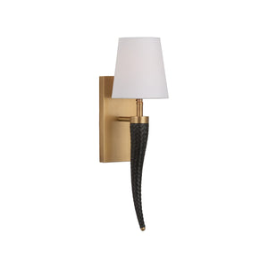 Wildwood Wexler Sculptural Sconce With Braided Leather & Antique Brass, White Linen Shade For Warm Ambient Light 67537-2