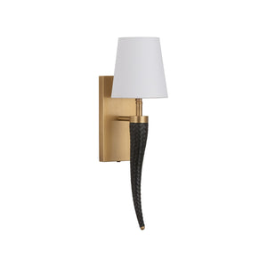 Wildwood Wexler Sculptural Sconce With Braided Leather & Antique Brass, White Linen Shade For Warm Ambient Light 67537-2
