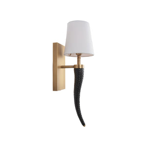 Wildwood Wexler Sculptural Sconce With Braided Leather & Antique Brass, White Linen Shade For Warm Ambient Light 67537-2