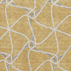 HomeRoots 10' Modern Gold Ivory Gray Geometric Washable Area Rug with UV Protection for Stylish Living Spaces 675372