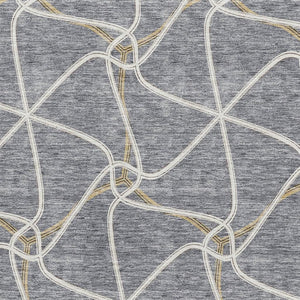 HomeRoots 5' X 8' Gray Gold Ivory Geometric Area Rug - Washable, UV Protected, Stylish for High-Traffic Spaces 675374