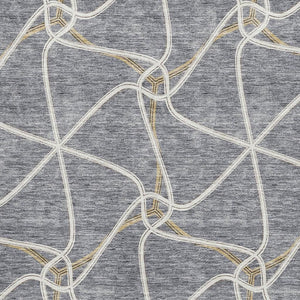 HomeRoots 9' X 12' Gray Gold Ivory Geometric Washable Area Rug - Stylish, Durable, UV-Protected for Easy Care 675377
