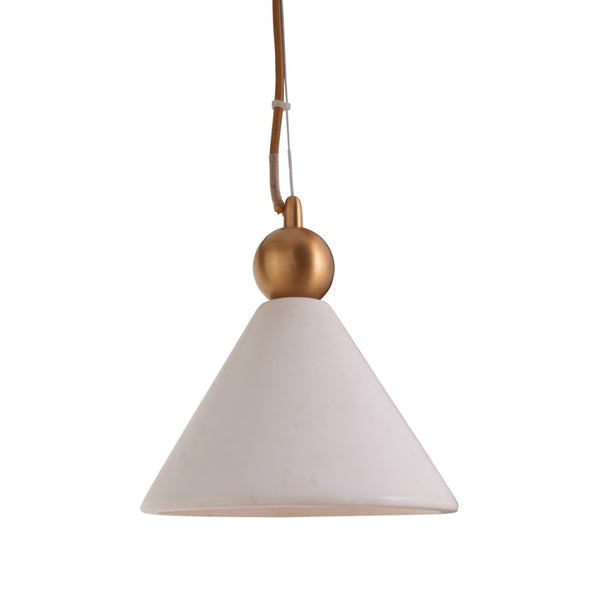 Wildwood Jett Marble Pendant Light With Antique Brass Accents, Adjustable Fabric Cord For Modern Spaces 67538