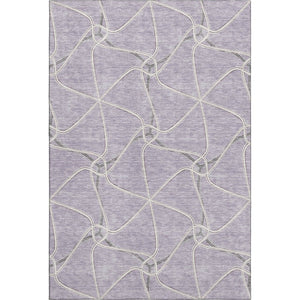 HomeRoots 5' X 8' Lavender and Ivory Geometric Area Rug – Stylish, Washable, UV-Protected for Modern Homes! 675380