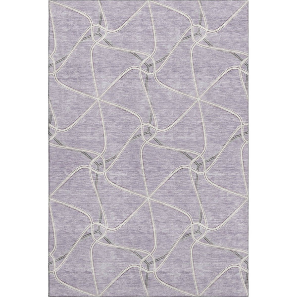 HomeRoots 5' X 8' Lavender and Ivory Geometric Area Rug – Stylish, Washable, UV-Protected for Modern Homes! 675380
