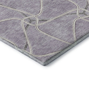 HomeRoots 5' X 8' Lavender and Ivory Geometric Area Rug – Stylish, Washable, UV-Protected for Modern Homes! 675380